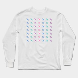 Pastel Purple Martin Birds Flying Pattern Long Sleeve T-Shirt